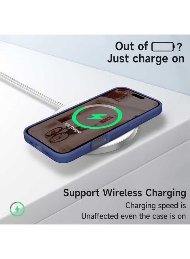 متوافق مع غطاء هاتف آيفون 16، مقاس 6.1 بوصة، نحيف، مصنوع من السيليكون السائل، 4 طبقات، مطاط جل ناعم، غطاء حماية للهاتف مقاوم للصدمات مع بطانة من الألياف الدقيقة المضادة للخدش (أزرق) - Image 2